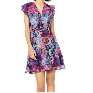 Bar III Snake Print Surplice Dress Chiffon Size 10